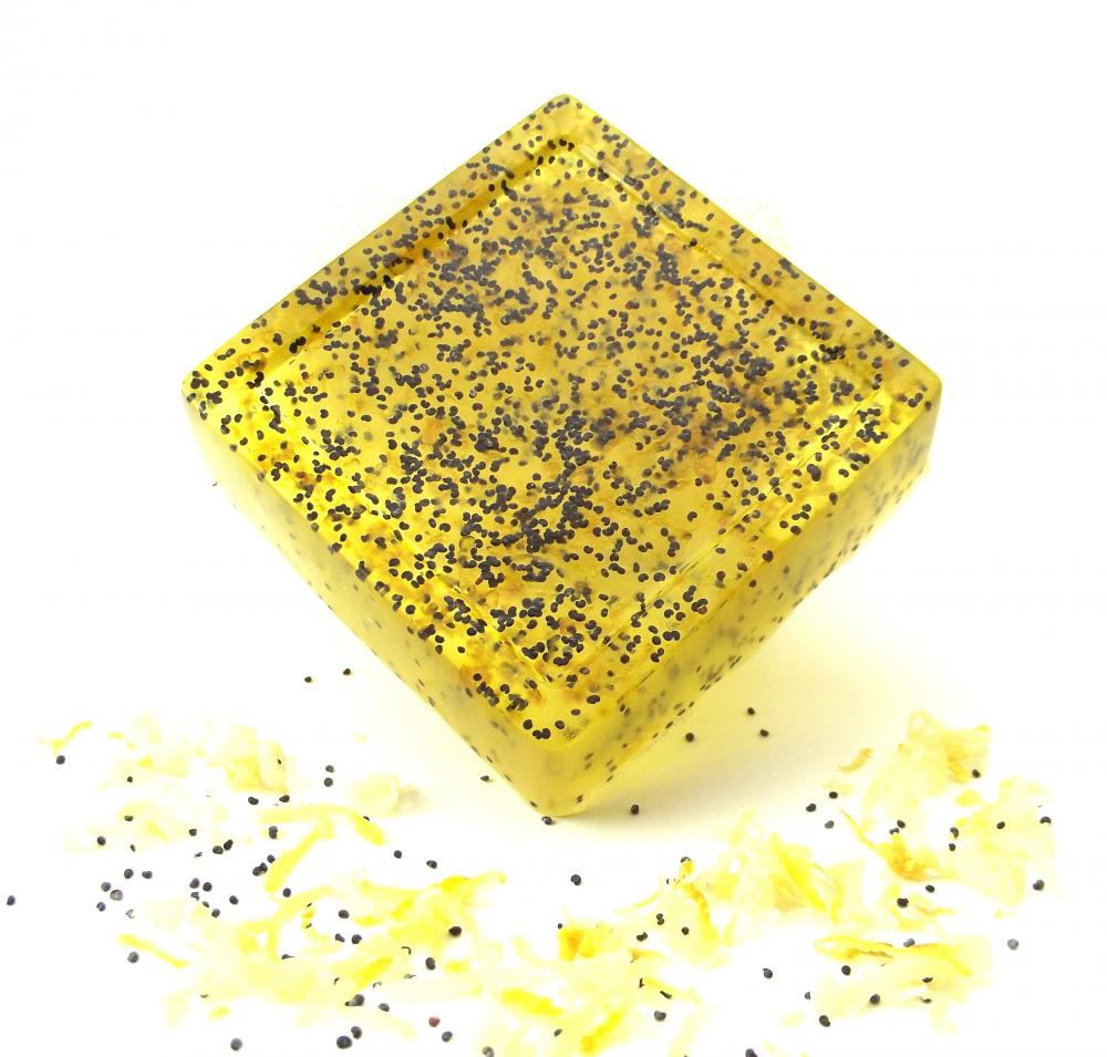 Soap Lemon Poppy Seed - Real Lemon Zest- Aloe Vera Glycerin - 4oz - All Natural